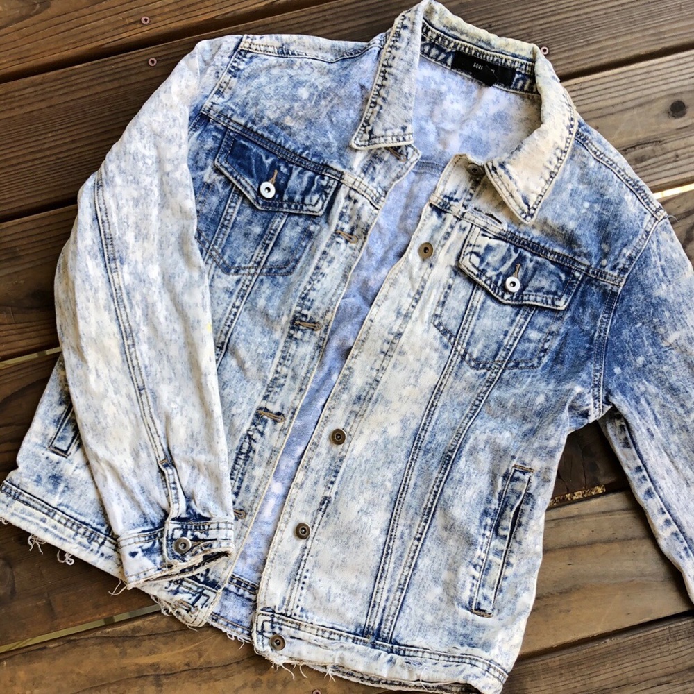 F21 acid denim wash jacket